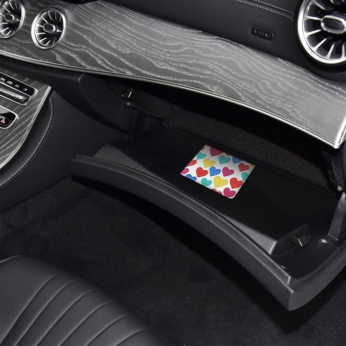 LumiMokki Car Registration and Insurance Holder, Leather Registration and Insurance Card Holder, Vehicle Glove Box Organizer - For Documents, Cards, License (Heart symbol)