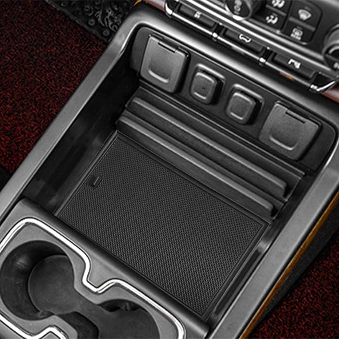 Center Console Organizer Compartment Cover Compatible with 2014-2018 Sierra/Silverado 1500 Accessories 2015-2019 Silverado/Sierra 2500 3500HD Insert Secret Pocket Lid Hidden Tray, Black