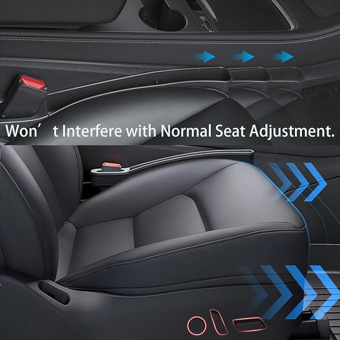 Seat Gap Filler for Tesla Model Y/3 2021 2026, 2 Pack | Standard Seats Only, Not for Performance Seats, Soft TPE, No Rattle, Tool-Free Install