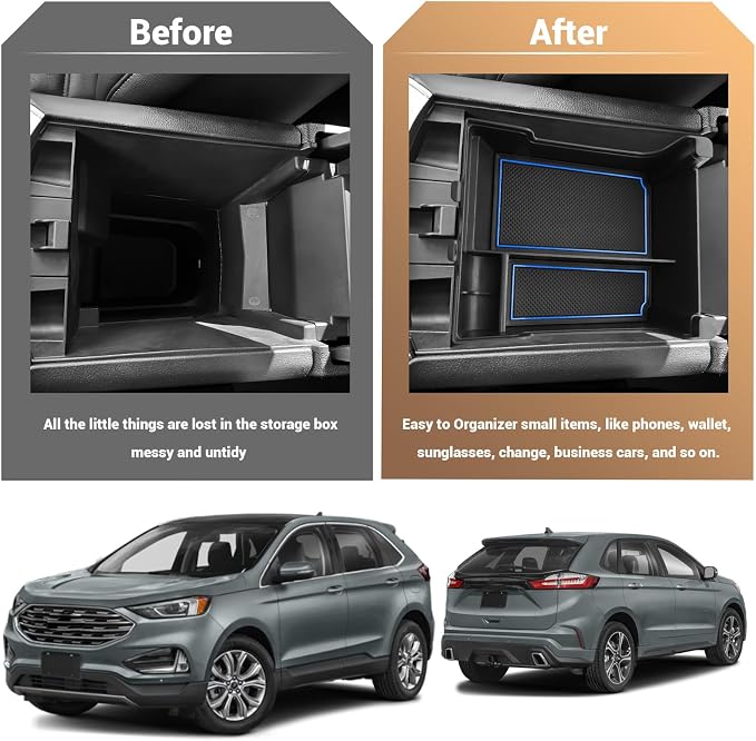 for 2024 Ford Edge Center Console Organizer Tray for 2021-2024 Edge SE/SEL/ST-Line/Titanium/ST Middle Console Organizer Center Console Storage Tray for 2023 Ford Edge Accessories (Blue)