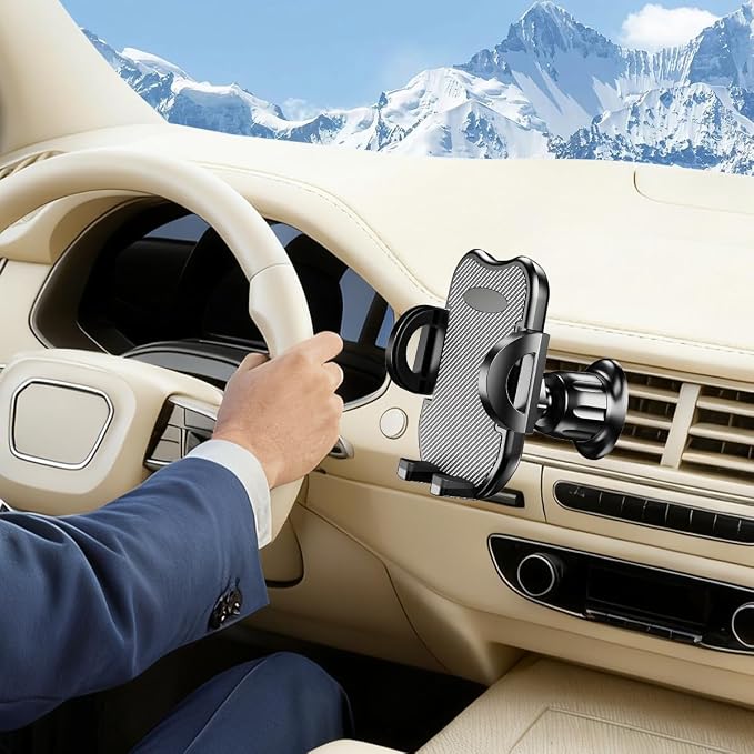 Car Phone Holder, 360° Rotatation Vehicle Air Vent Cell Phone Mount with Hook Clip, Hands Free Automotive Interior Smartphones Cradle, Universal for Most Vehicles (Carbon Fiber)