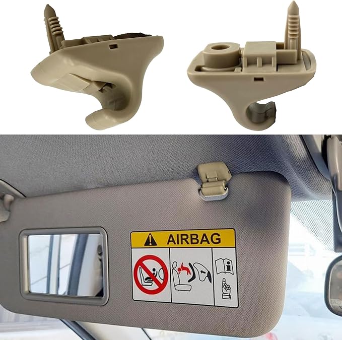 2pcs 85235-B1000 Sun Visor Retainer Clip Holder Hook Support Fastener Bracket Beige Compatible with H-yundai E-lantra S-onata Getz 2017-2023