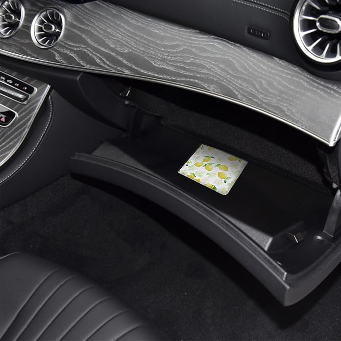 LumiMokki Car Registration and Insurance Holder, Leather Registration and Insurance Card Holder, Vehicle Glove Box Organizer - For Documents, Cards, License (Lemon)