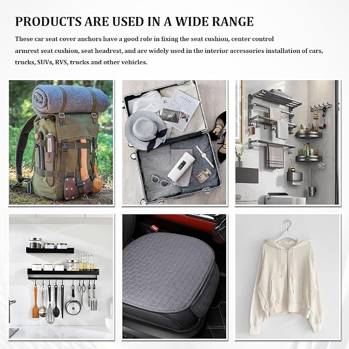 20PCS Car Seat Cover Hooks, Car Seat Cover Clips, Metal Car Seat Cushion Fixing Hooks, Universal Car Seat Installation Hooks Auto Interior Accessories for Reinforce Car Seat Cushions (20PCS)