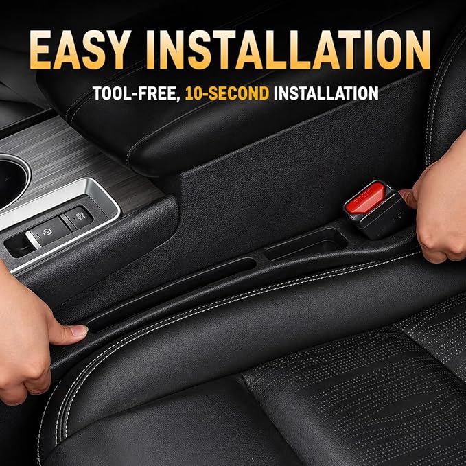 2PCS Car Seat Gap Filler and Organizer, Universal Console Catcher Fill The Gap Between Seat and Console, Anti-Drop Organizer | Suitable for Most car Models.(Black)