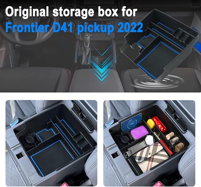 SHAOHAO for 2025 2026 Nissan Frontier Center Console Organizer Tray 2022-2025 2026 Nissan Frontier (S/SV/Pro-X/Pro-4X/SL) Console Tray Frontier 2023 2024 2025 2026 Accessories Armrest Box Organizer