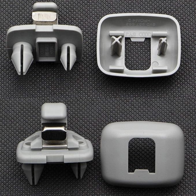 2PCS Audi Inner Sun Visor Clips, Upgraded Car Interior Sunscreen Holder Hook - Compatible with Audi Q5 Q3 A1 A3 A4 A5 S3 S4 S5 TT, OEM: 8U0857562A (Gray)
