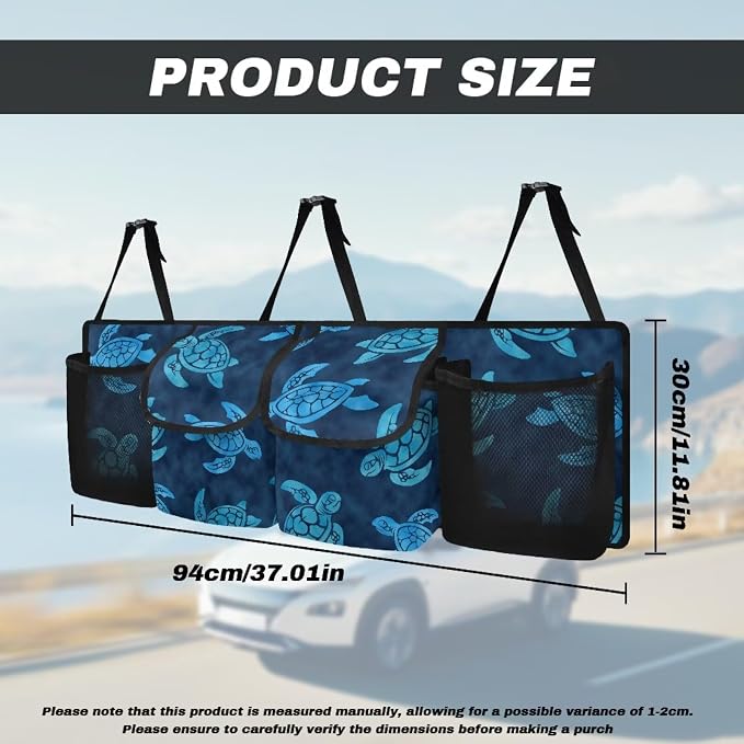Blue Turtles Car Trunk Organizer Hanging Car Back Seat Storage Bag Collapsible Auto Cargo Bag Auto interior Accessories for Most Sedans SUV Jeep Trucks MPV