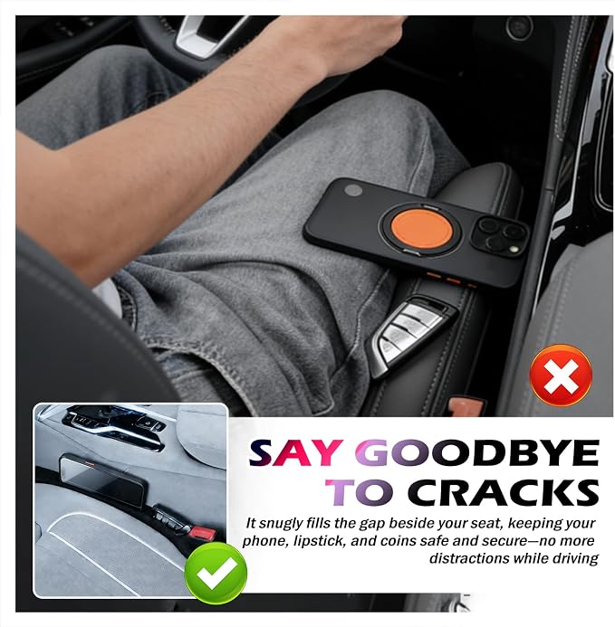 2PCS Car Seat Gap Filler Organizer,2026 New Car Seat Gap Plug with Storage Slot & Seatbelt Slot,Universal Cars Seats Crack Gaps Filler Stops Items from Falling Between Seats