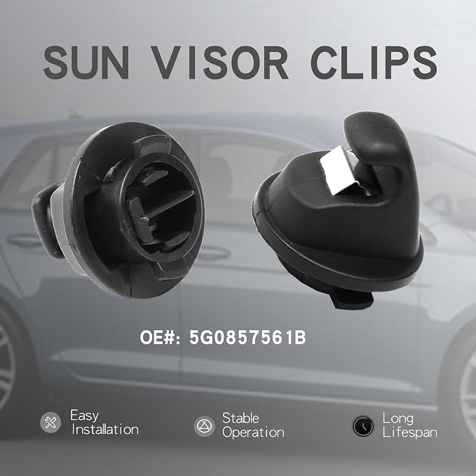 2PCS Sun Visor Clips 5G0857561B Compatible with VW Volkswagen Golf MK7 2013 2014 2015 2016 2017 (VW Black)