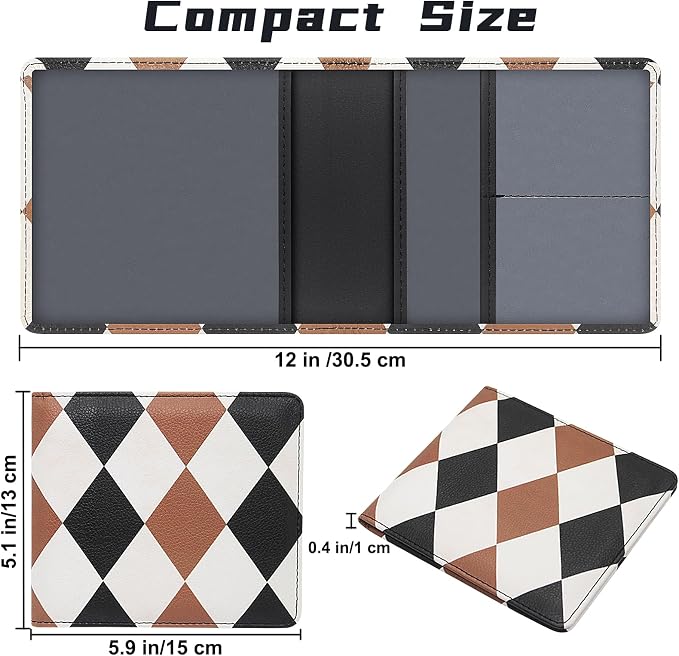 Car Registration and Insurance Holder, Premium Pu Leather Vehicle Glove Box Organizer - for Driver License, Cards & Essential Documents (S-Diamond pattern)