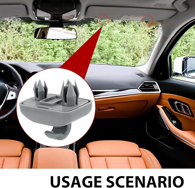 2 PCS Interior Sun Visor Hook Clips, Upgraded Car Visor Holder Hook, OEM# 8E0857563AE59, 8U0857562A, Compatible with A1 A3 A4 A5 S3 S4 S5 Q3 Q5 (Gray)