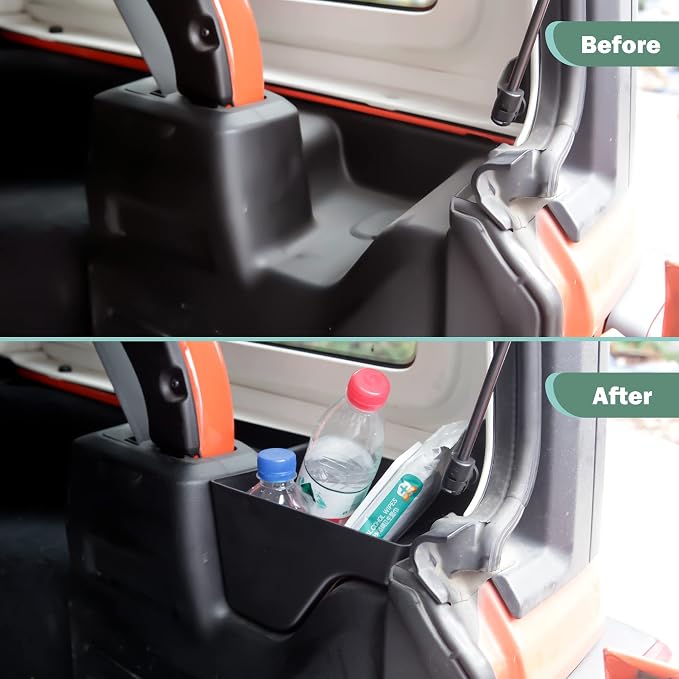 Rear Trunk Storage Tray Organizer Wheel Well Storage Bin for 2018-2022 Jeep Wrangler JL JLU Interior Accessories, Rear Cargo Side Tray, Cargo Expansion Box, Tape, Left & Right, Black