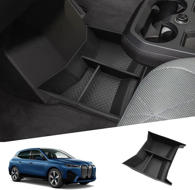 SHAOHAO for 2023 2024 2025 BMW iX Under Console Organizer, Fit for 2022 2023 2024 2025 BMW iX xDrive50, M60 Lower Organizer Tray Insert Storage Box 2023 2024 2025 iX I20 Accessories Console Tray