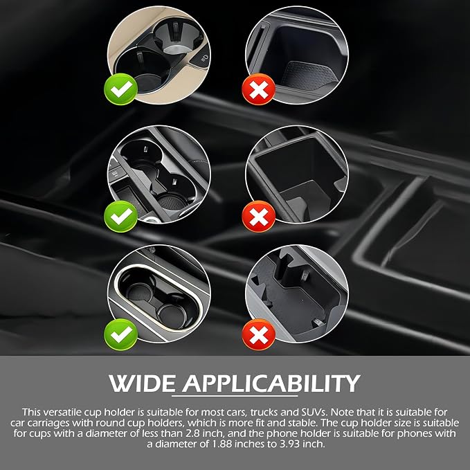 Car Cup Holder Mobile Phone Mount, Two-in-one Multi-Function Beverage Can Rack, 360 Degree Rotatable and Adjustable Navigation Bracket, for Most Cars Cup Holder Expander (Black)