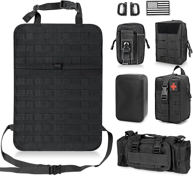 Z8 Tactical Seat Back Organizer, Universal Car Seat Back Cover with 5 Mole Bags in Different Sizes, Universal Fits All Vehicles
