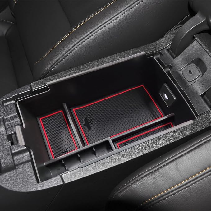 EDBETOS Center Console Organizer Compatible with Chevy Equinox Accessories 2018 2019 2020 2021 2022 2023 2024 Insert Tray Interior Secondary Armrest Storage Box ABS, Red