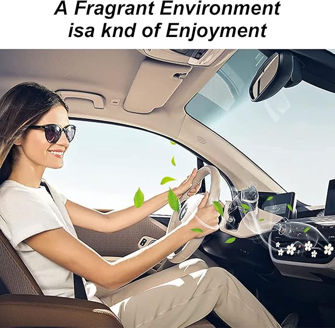 Daisy Air Vent Clips: 6 Pcs Cute Flower Air Conditioning Outlet Clip Car Air Fresheners Vent Clips Interior Decor Charm Car Decoration Cute Accessories for Women Girls + Mask Hook(White)