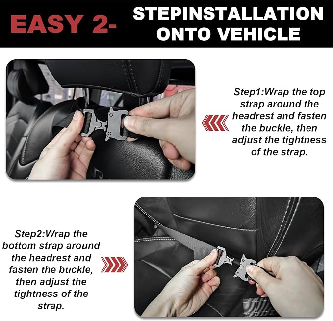 Rigid Molle Panels for Vehicles Truck Mount Rack Panel Tactical Seat Back Organizer Adjustable with 3 Storage Bag