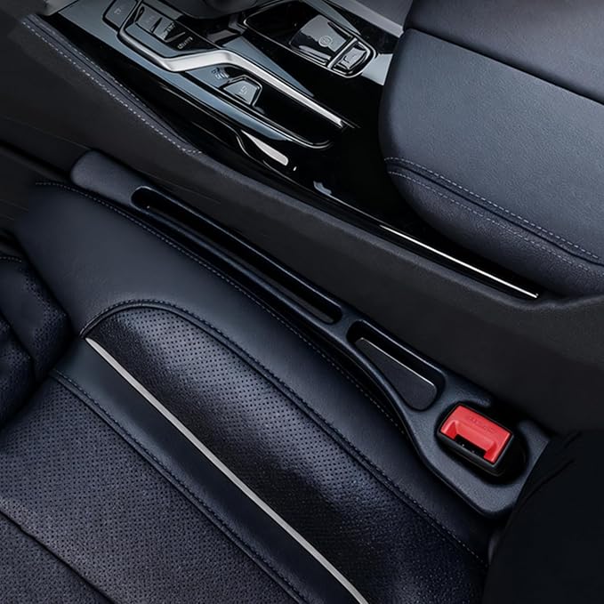 2-Pack Universal Car Seat Gap Filler - Car Seat Gap Filler Organizer & Blocker to Stop Phone, Keys from Dropping Between Seat Console (Black)
