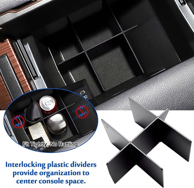 Karltys Center Console Organizer for 2021-2026 Toyota Sienna Center Console Divider Armrest Box Dividers Tray Sienna Interior Accessories ABS Black