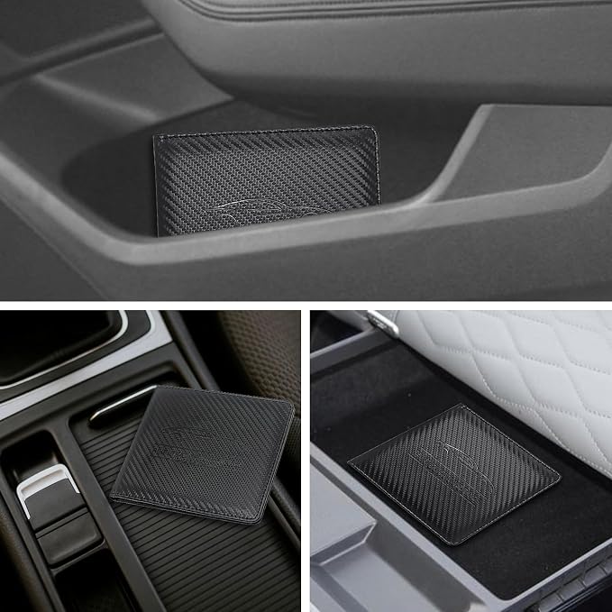 Car Registration and Insurance Holder, Premium Pu Leather Vehicle Glove Box Organizer - for Driver License, Cards & Essential Documents (Carbon Fiber Black)