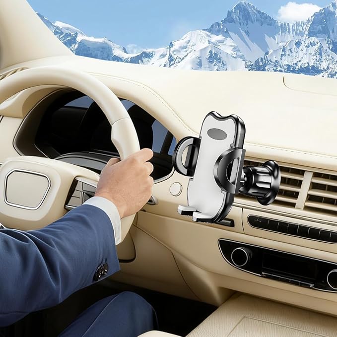Car Phone Holder, 360° Rotatation Vehicle Air Vent Cell Phone Mount with Hook Clip, Hands Free Automotive Interior Smartphones Cradle, Universal for Most Vehicles (Gray)