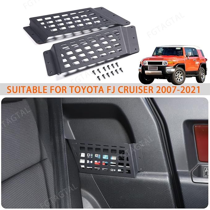 Rear Door Storage Pockets Compatible with Toyota FJ Cruiser 2007-2021, Rear Seat Molle Panel Metal Back Door Side Organizer Storage Box Expansion Accessories, 2PCS