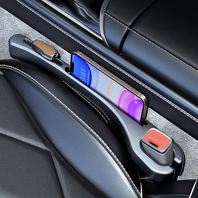 2PCS Car Seat Gap Filler,Gap Stopper Fill Gap Between Seat and Console,Built-in Recessed Storage Organizer,Universal for Most Cars Trucks SUVs to Stop Things from Dropping(Black)