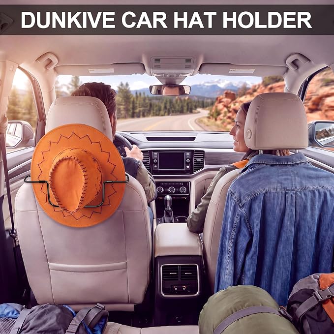 2 Pack Cowboy Hat Holder Rack for Truck SUV,Foldable Car Hat Holder, Car Clothes Hanger Bar Coat Hanger for Truck Seat Accessories, Automotive Seat Back Storage Organizer - Easy to Install