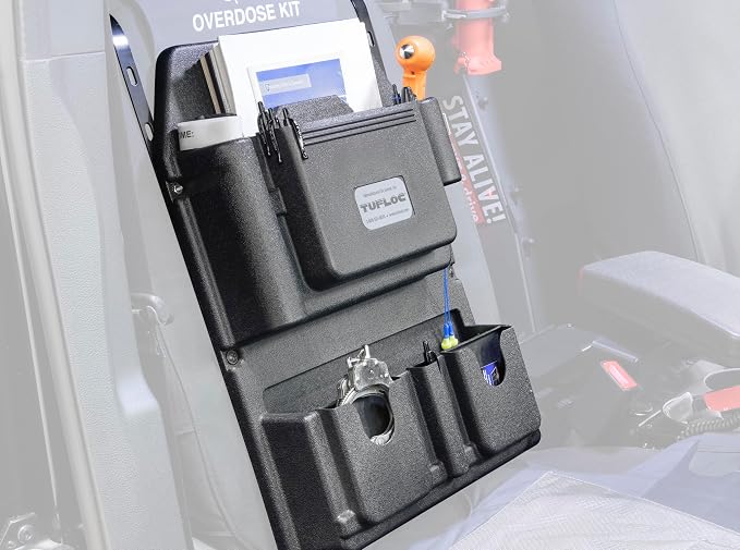 Front Seat Organizer for Police and Law Enforcement Vehicles - Keeps Gear Secure and Readily Accessible, Neater than a Patrol Bag, Low Profile, Stays Out of the Way, Adjusts to Any Passenger Seat