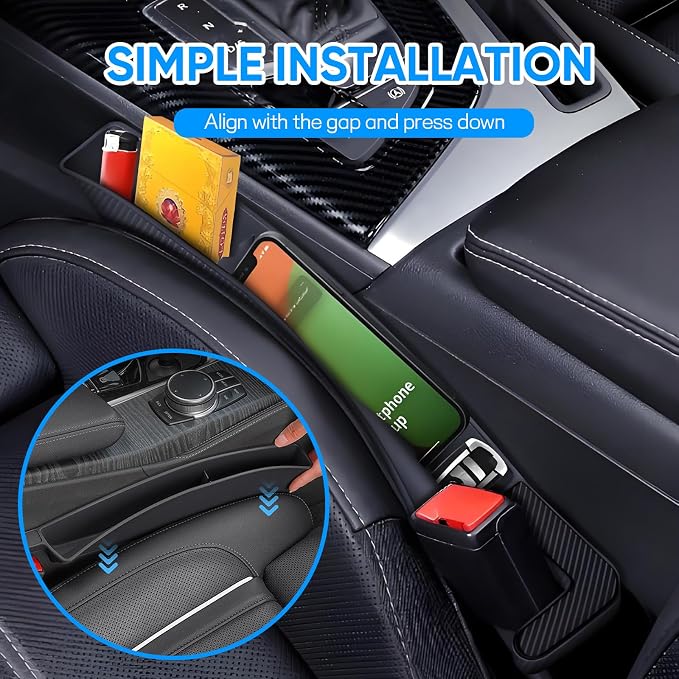 2PCS Car Seat Gap Filler Organizer, Car Seat Organizer, Multifunctional Seat Gap Storage Box for Phone Key, Fill The Gap & Stop Things from Dropping, Universal for Most Vehicles (Red)