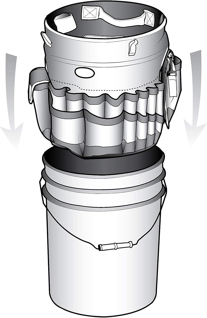 Bucket Boss Auto Boss Wash Boss Organizer for a 5 Gallon Bucket, with Fast-Drying, Exterior Mesh Pockets for Car Supplies, Allowing for Soap and Water in the Bucket, in Black, AB30060