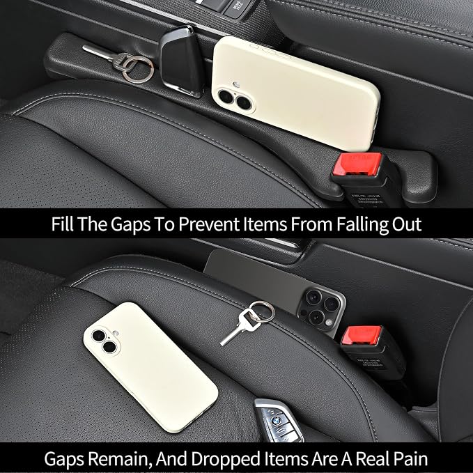 Car Seat Gap Filler, Car Accessories Interior Organizer, Between Seat Car Gap Filler Fit Sedan SUV Truck, Set of 2 Black