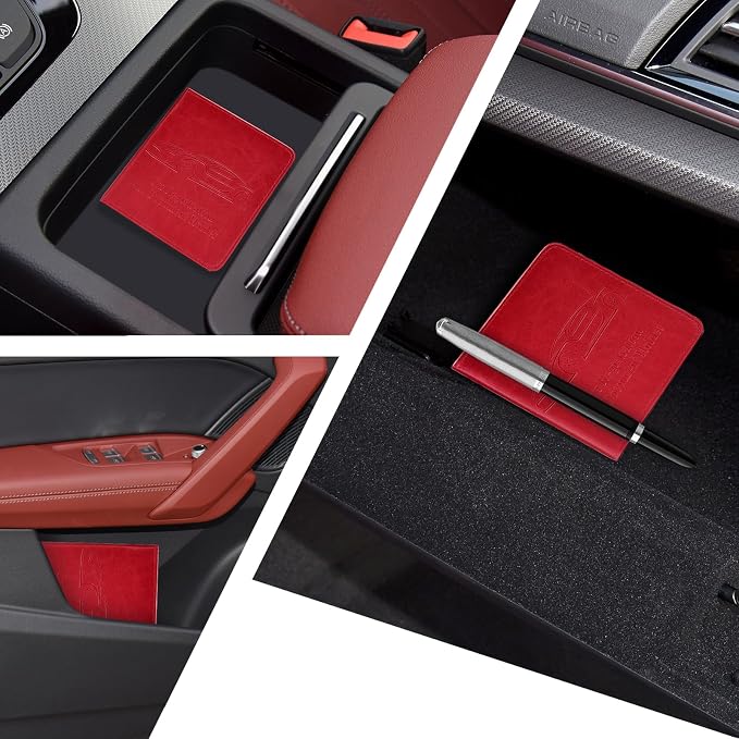 Registration and Insurance Card Holder, Vehicle Glove Box Car Organizer with Magnetic Closure, Interior Car Accessories for Documents, Cards, License Storage, 1-Pack Red