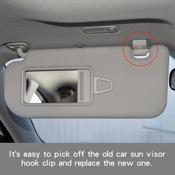 852353X000TX Sun Visor Clips Compatible for Hyundai Elantra, i30, Accent / 2pcs (Gray)
