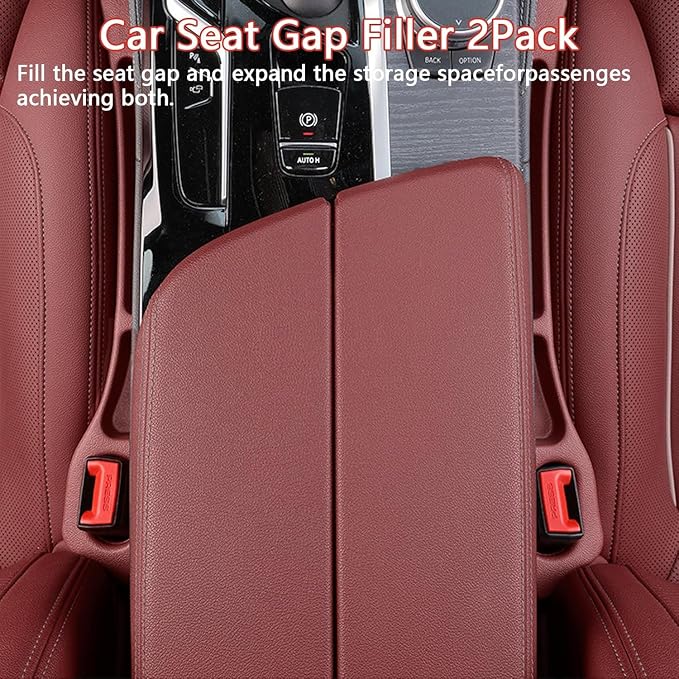 Car Seats Gap Filler Dual-Slot Car Seat Gap Organizer – with Belt Slot, Anti-Drop Gap Filler for Cars & SUVs – No More Lost Items, All Within Reach (2PCS)