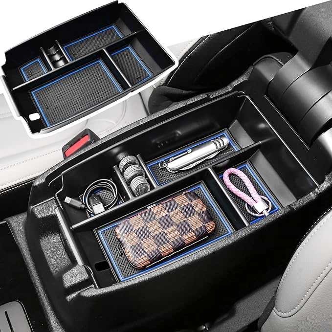 Center Console Organizer Tray Compatible with Ford Escape 2020-2026 and 2021 2022 2023 2024 2025 2026 Bronco Sport CX430 4-Door (Not for U725 2-Door) Secondary Storage Armrest Box - Blue