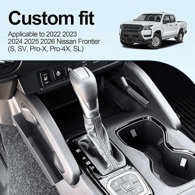 SHAOHAO for 2026 Nissan Frontier Center Console Organizer Gear Shift Tray Fit for 2022 2023 2024 2025 2026 Nissan Frontier Accessories (S, SV, Pro-X, Pro-4X, SL) Expand Storage Space Storage Box Hook