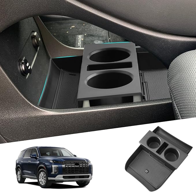 SHAOHAO 2024 2025 Palisade Lower Organizer Tray for Hyundai Palisade Accessories 2023 2024 2025 Palisade SE, SEL, XRT, Limited, Calligraphy Under Organizer Tray Insert Storage Pallet with Cup Holder