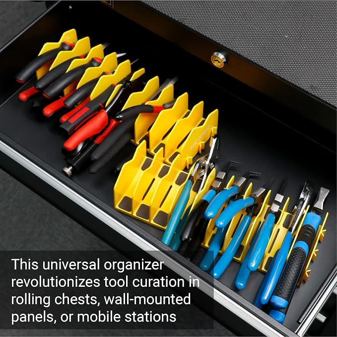Cenfoge Plier Organizer, Plier Rack, Plier Holder and Cutter Organizer with Non-Slip Rubber Base, PlierOrganizer for Tool Box Drawer, 40 Slots, Tool Storage, Plier Rack (4 PC-Yellow)
