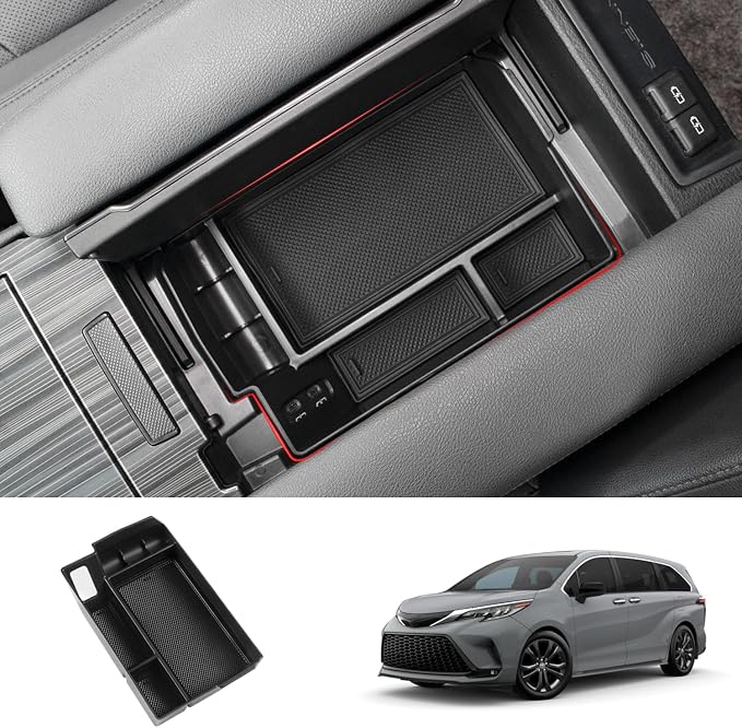 JYCDC Center Console Organizer Tray Compatible with 2021-2026 Toyota Sienna,Armrest Box Secondary Storage Tray Coin Container ABS Plastic