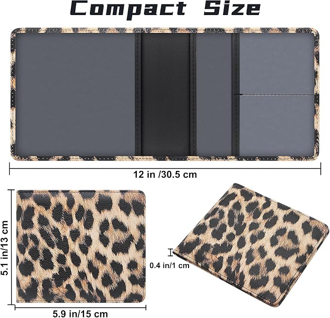 Car Registration and Insurance Holder, Premium Pu Leather Vehicle Glove Box Organizer - for Driver License, Cards & Essential Documents (S-Leopard)