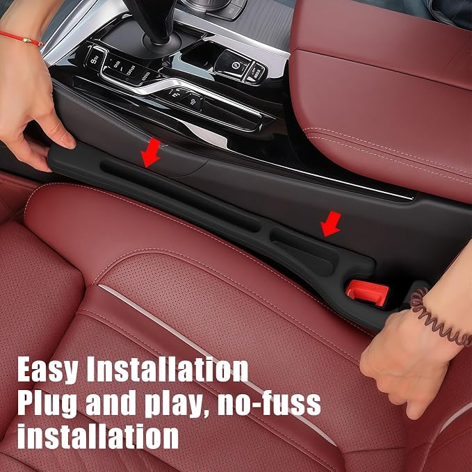 Car Seat Gap Filler Organizer 2 PCS Black Universal Seat Gap Plug Blocker Anti-Drop Console Catcher Phone Keys Storage for Car Truck SUV Auto Accessories Style2