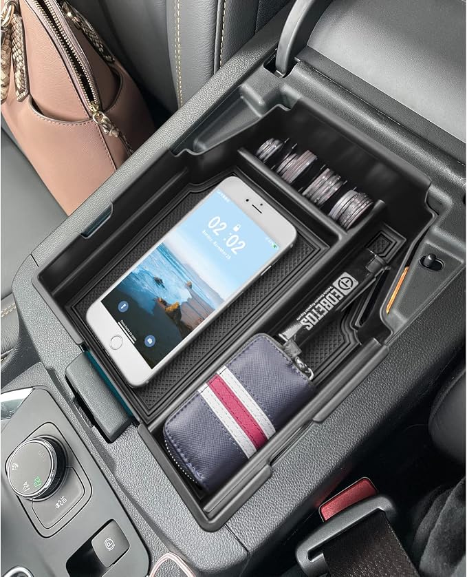 EDBETOS Center Console Organizer Tray Compatible with Chevy Traverse Accessories 2018 2019 2020 2021 2022 2023 Interior Secondary Armrest Storage Glove Box Divider ABS Material, Black Trim