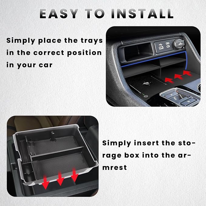 2PCS Center Console Organizer Compatible with 2023 2024 2025 2026 Honda Pilot/ 2026 Honda Passport Armrest Tray Insert Divider Slot Box Secondary ABS Plastic Material Interior Accessories
