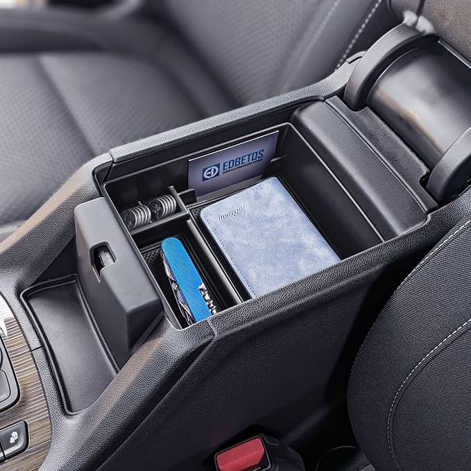 EDBETOS Acadia Center Console Organizer Compatible with 2017-2023 GMC Acadia Accessories SLE SLT AT4 Denali Armrest Box Insert Tray Secondary Storage Pallet ABS Plastic Material, Black