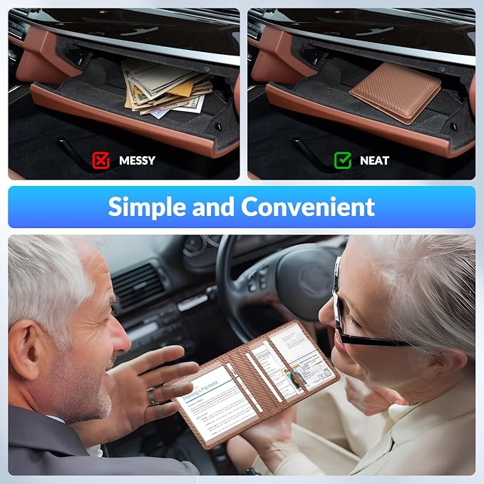 Car Registration and Insurance Card Holder,Vehicle Glove Box Car Organizer,Accessories Case for Storing Driving Licences, Cards, Documents