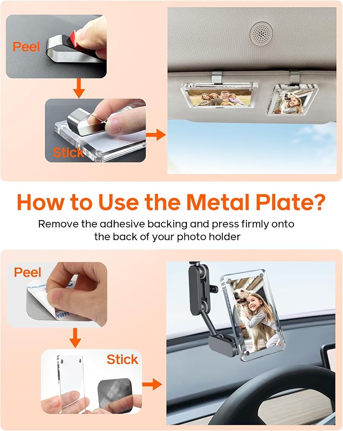 2Pcs Car Picture Holder for Visor Magnetic Picture Frame for 3 Inch Photos, Car Sun Visor Photo Holder with Strong Acrylic Magnet, Personalized Car Accessories with Clips for Easy Display. Gift For Valentine‘s Day