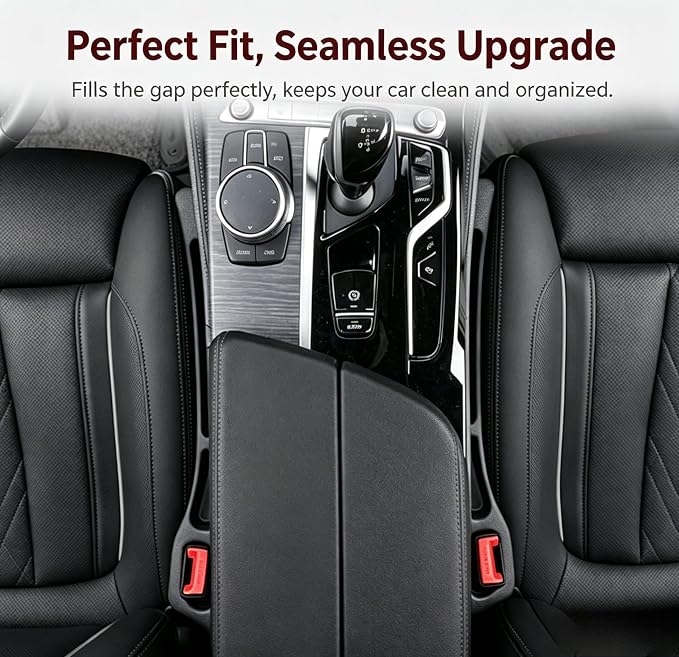 【Compatible with bmw】 Car Seat Gap Filler Compatible with bmw x1, x3, x5, Car Organizer Front Seat 2-in-1 Storage No-Drop Storage(2 Pack, Black)